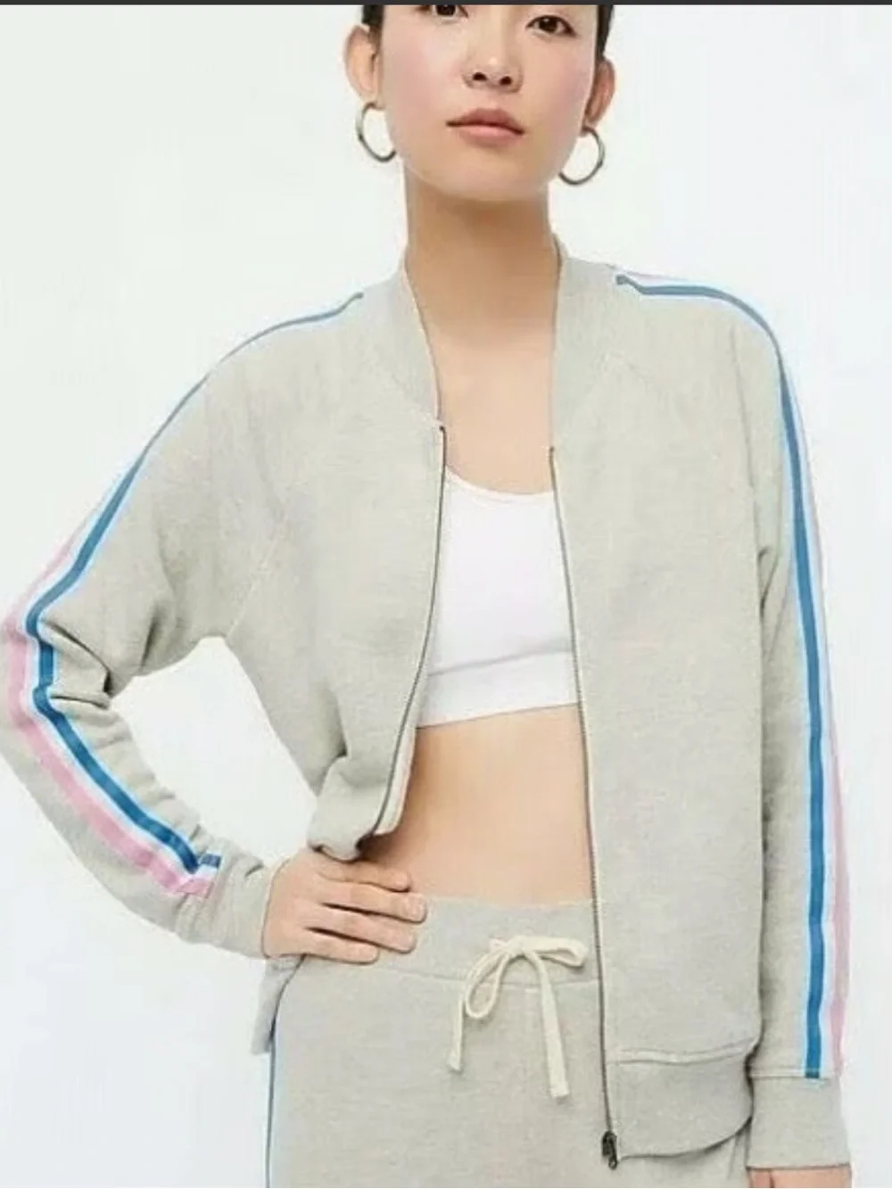 J. Crew Women’s Light Gray Zip-Up Medium Track Jacket